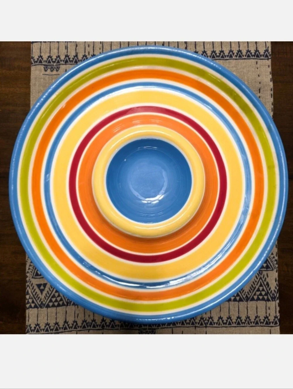 Pier 1 Imports Cabana Collection Large Chips & Salsa Bowl Handpainted Home Decor